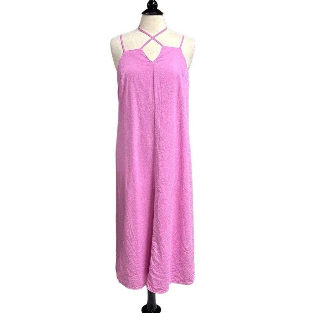 Universal Thread Women’s Linen Spaghetti Strap MIDI Dress Size Large NEW